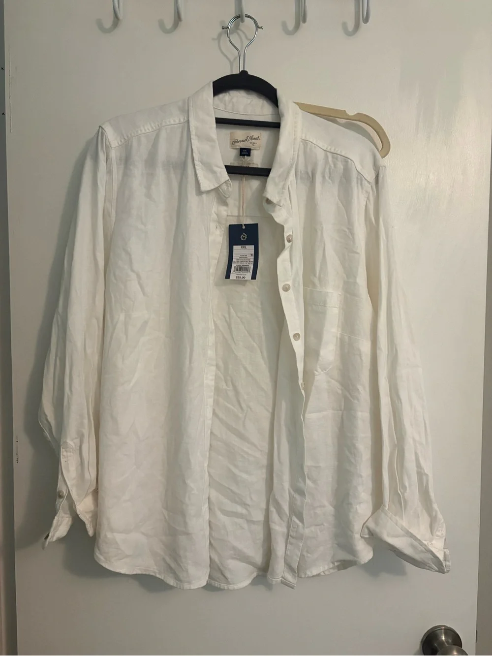 Universal Thread Off-White Linen Button Front Shirt - Picture 1 of 3